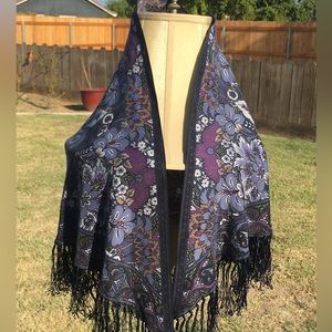 Multi Colors -Navy Blue, Purple and Grey Triangle scarf.